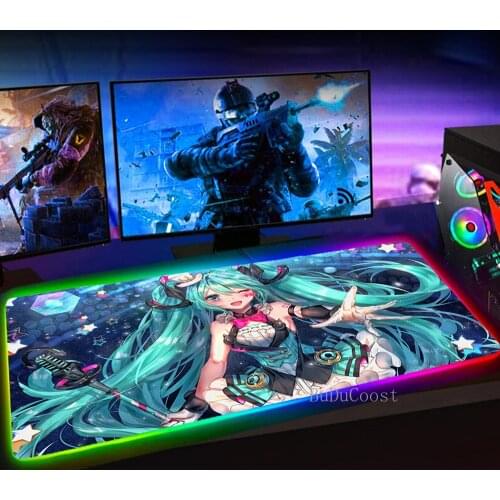 RGB Anime Vocaloid Mouse Pad Computer Game Accessories Mousepad Mause Pad Rubber No-slip with Backlit Tapis De Souris Mouse Mat