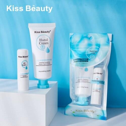 KISS BEAUTY Lip Balm Hand Cream Set Moisturizing Moisturizing Lip Balm Lipstick TSLM2