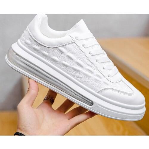 Black White Chunky Sneakers Shock Absorption Air Cushion Running Mens Shoes Lightweight Men Fashion Sneakers Lace-Up Soft Flat