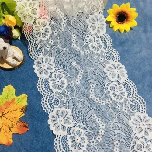 NO2151 18cm Elastic Lace Ribbons Hollow Flower Decorative Trim for Dress Underwear