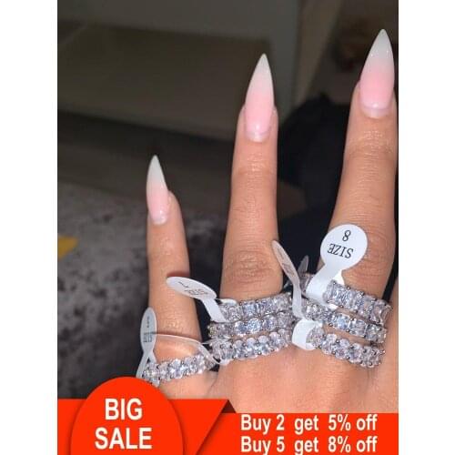 Fashion Eternity Promise ring 925 Sterling silver AAAAA cz Couple Engagement Wedding Band Rings for women Men Party Jewelry