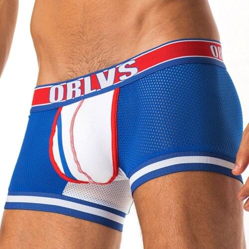 ORLVS Brand 50PC/LOT Wholesale Mesh Male Underwear Men Boxers Male Panties Nylon Breathable Men Underwear Quick Dry Shorts