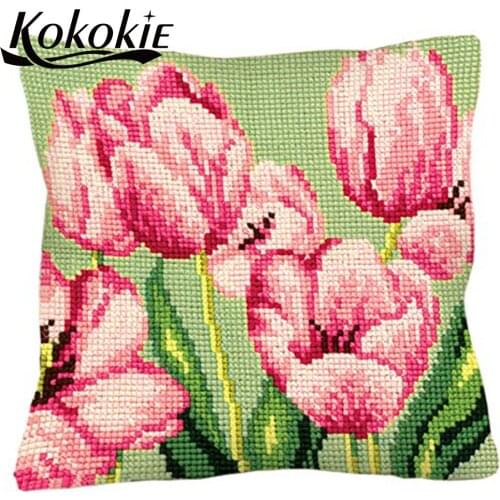 DIY knitting needles kit for stitch throw pillow flowers embroidery yarn handicraft cross stitch kits embroider needlework kits