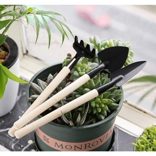 3pcs Mini Succulent Garden Tools Kit with Wood Handle for Cultivating/Weeding