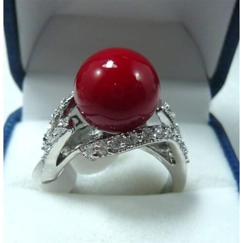 Noblest 12mm red shell pearl 18KGP ring(#6,7,8,9)