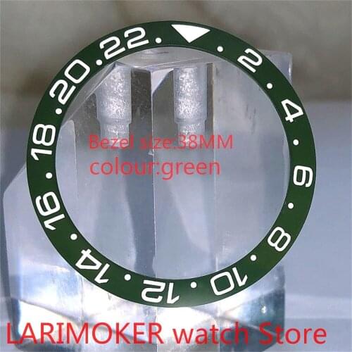 BLIGER brand new high-quality 38mm green rotating glass bezel, suitable for 40mm self-winding mens watches