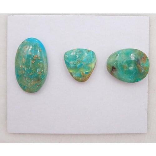 Wholesale gemstone 3 PCS Natural Blue Opal fashion jewelry necklace Cabochons 19x18x5mm,22x16x5mm,4.5g