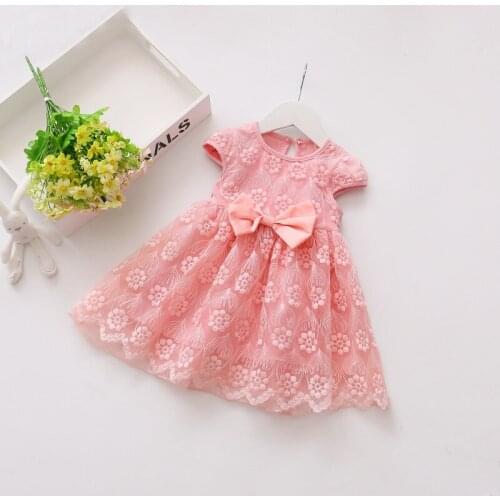 Baby Girls Dresses Mesh Flower Bow First Year Birthday Party Dress Summer Newborn Princess Wedding Clothing Infant Costume
