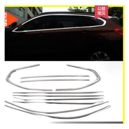 Car Door Full Window Frame Sill Molding Trim Cover For 2016 2017 2018 BMW X1 F48 standard Wheelbase