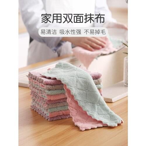 Strong double sided suction dishcloth dropping non-stick oil dishwashing towel dry wet amphibious household dish cloth