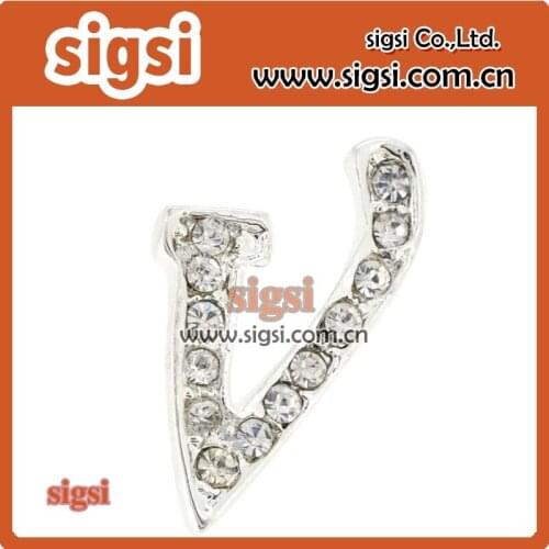 Clear crystal letter V brooch jewelry rhinestone letter brooch