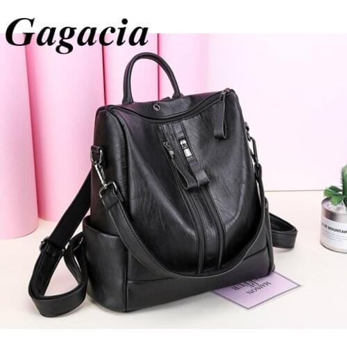 Gagacia Fashion PU Leather Backpack For Women High Quality Girls Backpacks Female Shoulder Bag All-match Handbag Travelling Bags