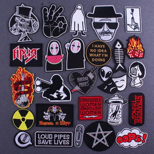 DIY Letter Patch Punk Iron on Patches On Clothes Punk Rock Stripe Embroidery Patch Applique Stripes On Clothing Hippie Patches