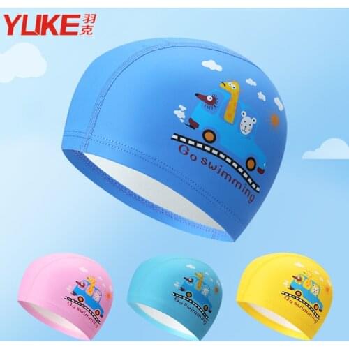 YUKE Cartoon Swimming cap Boys Girls PU Children Waterproof Swimming caps kids swim Pool hats colorful Baby Diving hat