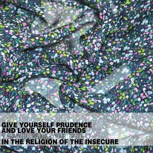 LEO&LIN Navy blue bottom 100% silk small floral chiffon dress spring summer thin transparent fabric (1 meter)