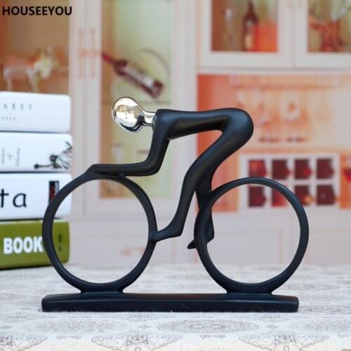 Modern Creative Bicycle Exercise People Figurines Resin Minimalist Abstract Art Sculpture Miniatures Decorations Crafts Gifts