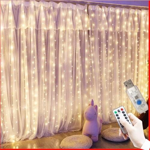 3M LED Copper Wire Curtain String Lights Christmas Fairy Lights Garland Festoon Outdoor Home For Wedding Party Room Decoration