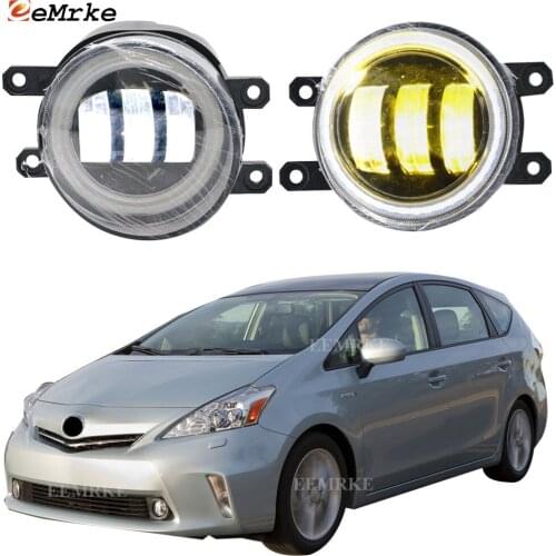 2-Pcs Angel Eye LED DRL Daylight Anti Fog Lights for Toyota Prius v Prius+/Prius α Daihatsu Mebius Foglight Car Accessories