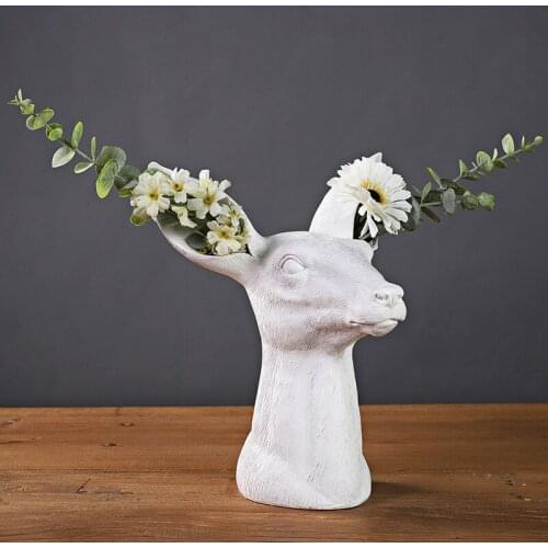 CreativeAnimal Resin Vase Sculpture Crafts Living Room Balcony Desktop Flower Arrangement Flower Pot Home Decoration Ornaments