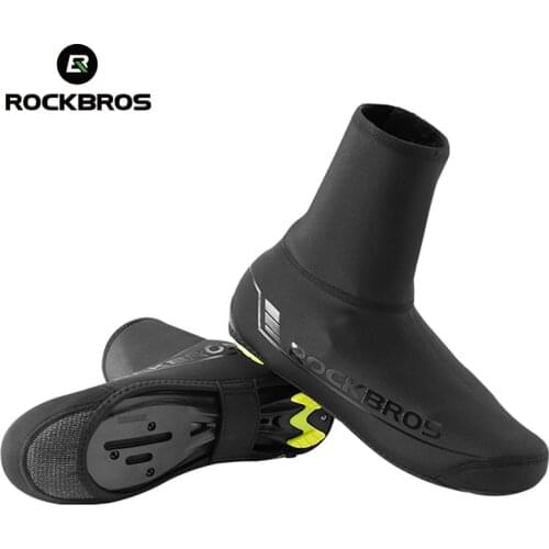 ROCKBROS Windproof Fleece Warm Cycling Shoe Covers Reflective Bicycle Overshoes Winter Road Bike Lock Shoe Cover Protector