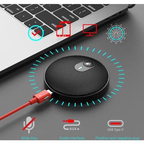USB Omni-directional Condenser Microphone for Meeting Business Conference Desktop Laptop PC Voice Chat Video Game Live Broadcast