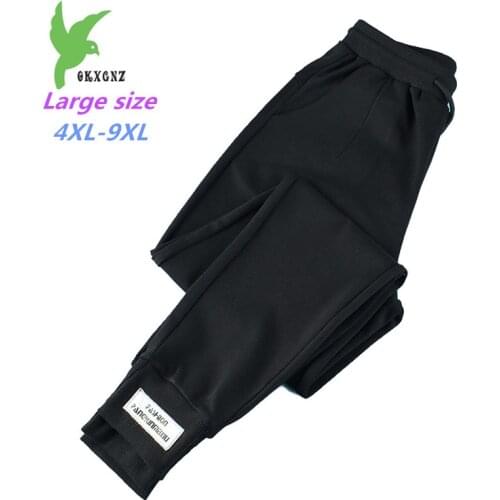 2019 New Large size 4XL-9XL Casual Pants Women Black Harem Pants Female Elastic waist Trousers Cozy 70-150kg can be worn G667
