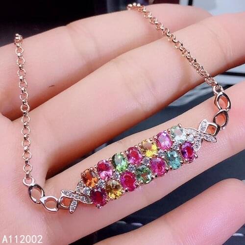 KJJEAXCMY fine jewelry natural Tourmaline 925 sterling silver new women gemstone hand bracelet support test luxury exquisite
