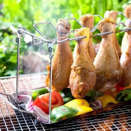 1Set Barbecue Grilling Baking Cooking Pans Non-Stick Chicken Roaster Rack With Bowl BBQ Accessories Tools