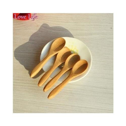 1pcs Small Mini Wooden Spoons For Kids Honey Kitchen Using Condiment Spoon 9.2*2.0cm Cucharas Colheres