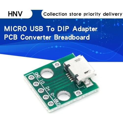 10PCS MICRO USB To DIP Adapter 5pin Female Connector B Type PCB Converter Breadboard Switch Board SMT Mother Seat