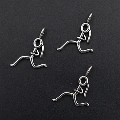 4pcs Antique Silver Color Art Creative Running Girl Charm Fashion Necklace Bracelet DIY Metal Jewelry Alloy Pendants A1601
