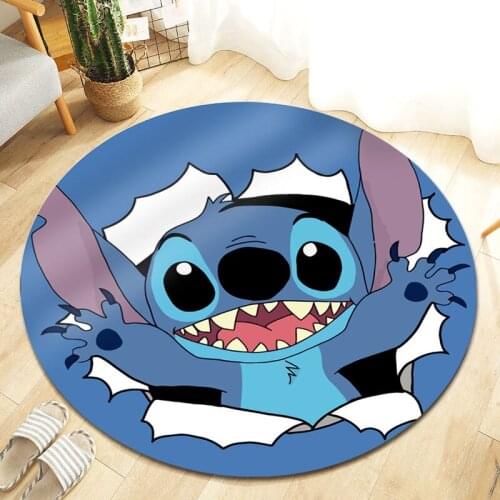 100cm Stitch Round Kids Play Mat Carpet Floor Mats Flannel Printed Area Rug Sound Insulation Pad for Bedroom Home Decorative