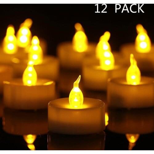 12Pcs Battery Operated LED Tea Lights Candles Flameless Flickering Weeding Decor