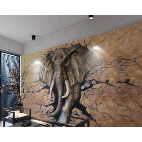 14 Custom Wallpaper 3D Relief Elephant Walking Across the Wall Art Wall Mural Living Room Bedroom Wallpaper
