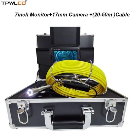 17mm Endoscope Video Camera Head Camera Viewing Angle 140degree 7" 1000TVL 20-50m Cable Industrial Drain Sewer Inspection System