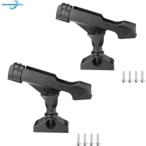 2 Plastic Fishing Rod Holder Clamp On Adjustable Removable 360 Degree Kayak Boat Support Pole Stand Bracket Inflatable Catamaran