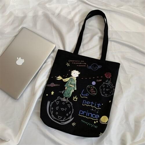 2020 women little prince reusable canvas tote bag shopping bag shoulder bag grocery bag