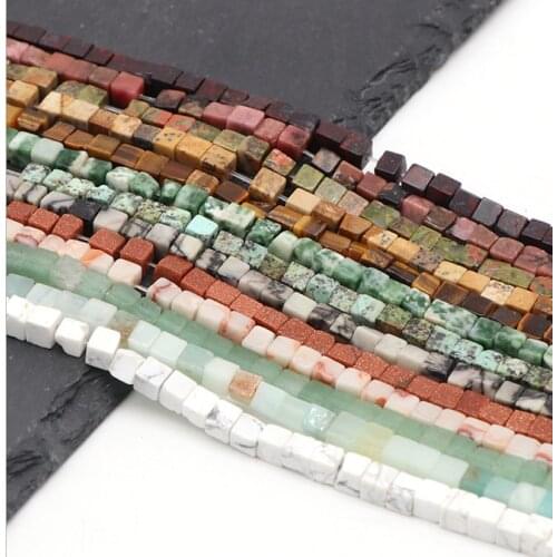 4x4mm Square shape Turquoises Beads Flat Natural Stone Loose Beads For Jewelry Making DIY Bracelet Wholesale