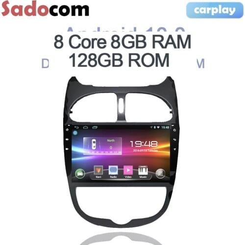 9" Android 10.0 4 Core 32GB ROM 2GB RAM 1 din Car Audio DVD RDS autoradio GPS car radio GPS Glonass for Peugeot 206 2000-2016
