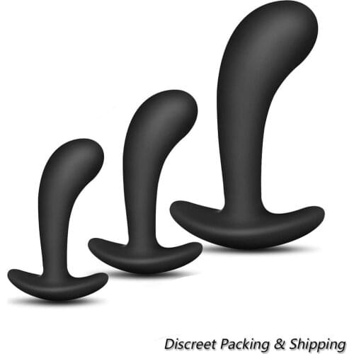 KISSCAM BLACK Silicone Anal Plug Training Set Bullet Dildo Vibrator Anal Sex Toys For Woman Male Prostate Massager Butt Plug