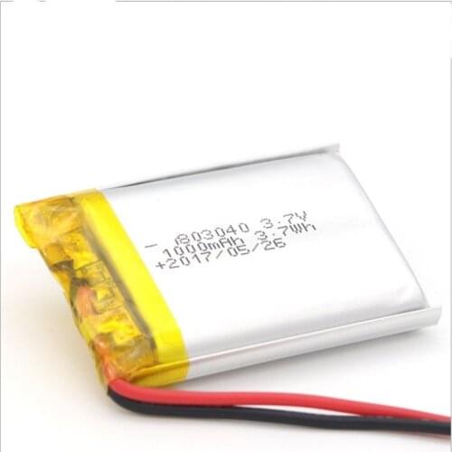 Free Shipping 3pcs/lot rechargeable li-polymer battery 3.7v 1000mAh 803040 Lithium Batteries for MP3,MP4