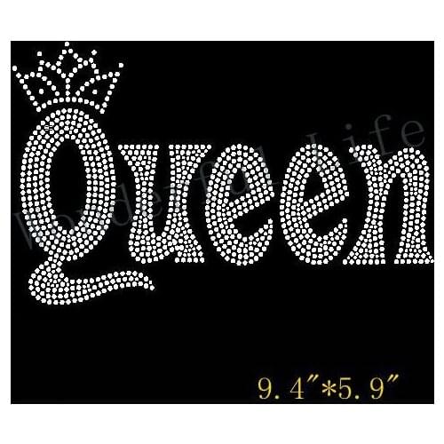 Free Shipping queen with crown words hotfix rhinestone iron on transfers design for clothinhg