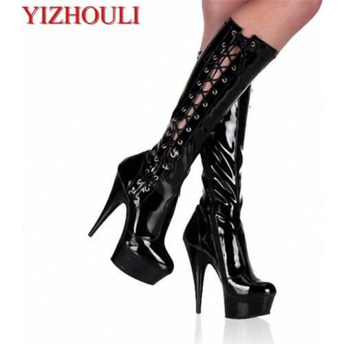Dance Shoes Side lace-up boots 15CM high stiletto high heel waterproof platform pole dancing boots