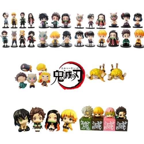 Demon Slayer Anime Figures Nezuko Tanjirou Zenitsu Inosuke Giyuu Rengoku Kyoujurou Kanroji Mitsuri Cute PVC Toys Action Figma