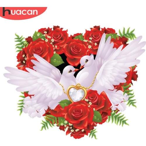Huacan 5D DIY Diamond Embroidery"White Pigeons"Full Square Round Diamond Painting Cross Stitch Rhinestone Mosaic Wedding Gift
