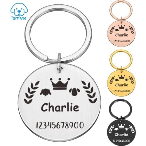 Personalized Dog Tag Custom Pet Puppy Cat ID Tags Puppy Collar Accessories Engraved Stainless Steel Name Number for Dogs Cats