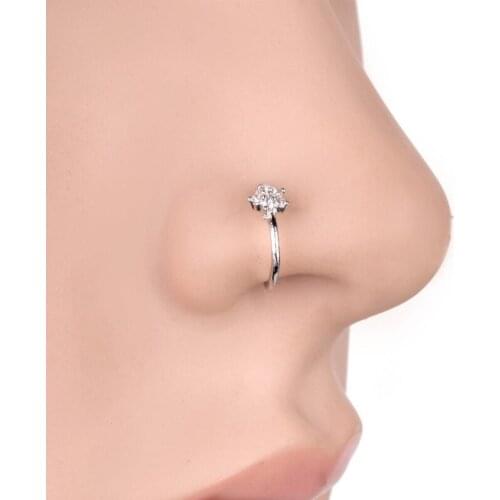 Crystal Star Nose Ring Punk Fake Septum Piercing Circular Nose Clip Studs Small Zircon Rhinestone Nose Hoop Ring Body Jewelry