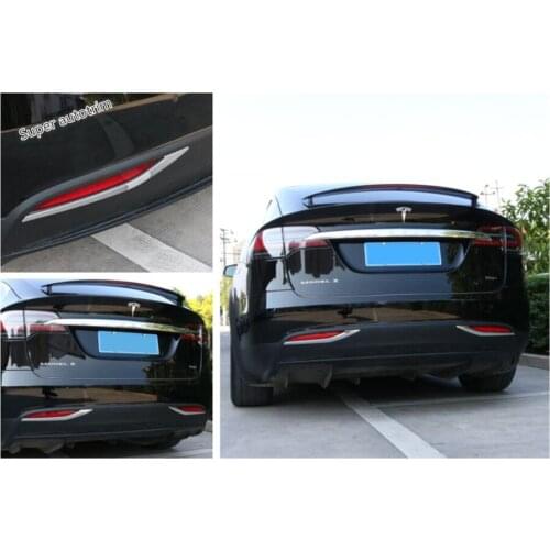 Lapetus Tailgate Rear Fog Lights Lamps Cover Trim 2 Pcs Accessories Exterior Fit For Tesla Model X 2016 2017 2018 / ABS