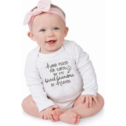Cute Newborn Summer Baby Romper Newborn Grandma Letters Print Romper Infants Baby Jumpsuit Long Sleeve Clothes Cotton Outfits