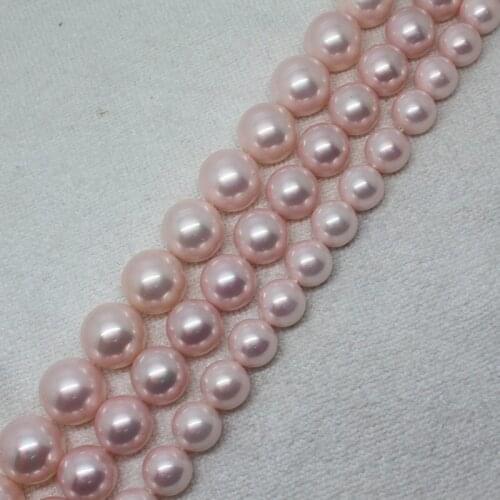Mini. order is $7!10-14mm Pink Shell Pearl Round Jewelry Making Beads 15"